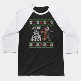 Ugly Christmas Sweater Gingerbread Skeleton Baseball T-Shirt